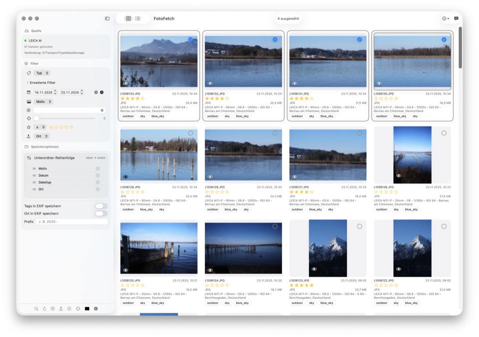 Screenshot: RAWFetcher Übersicht