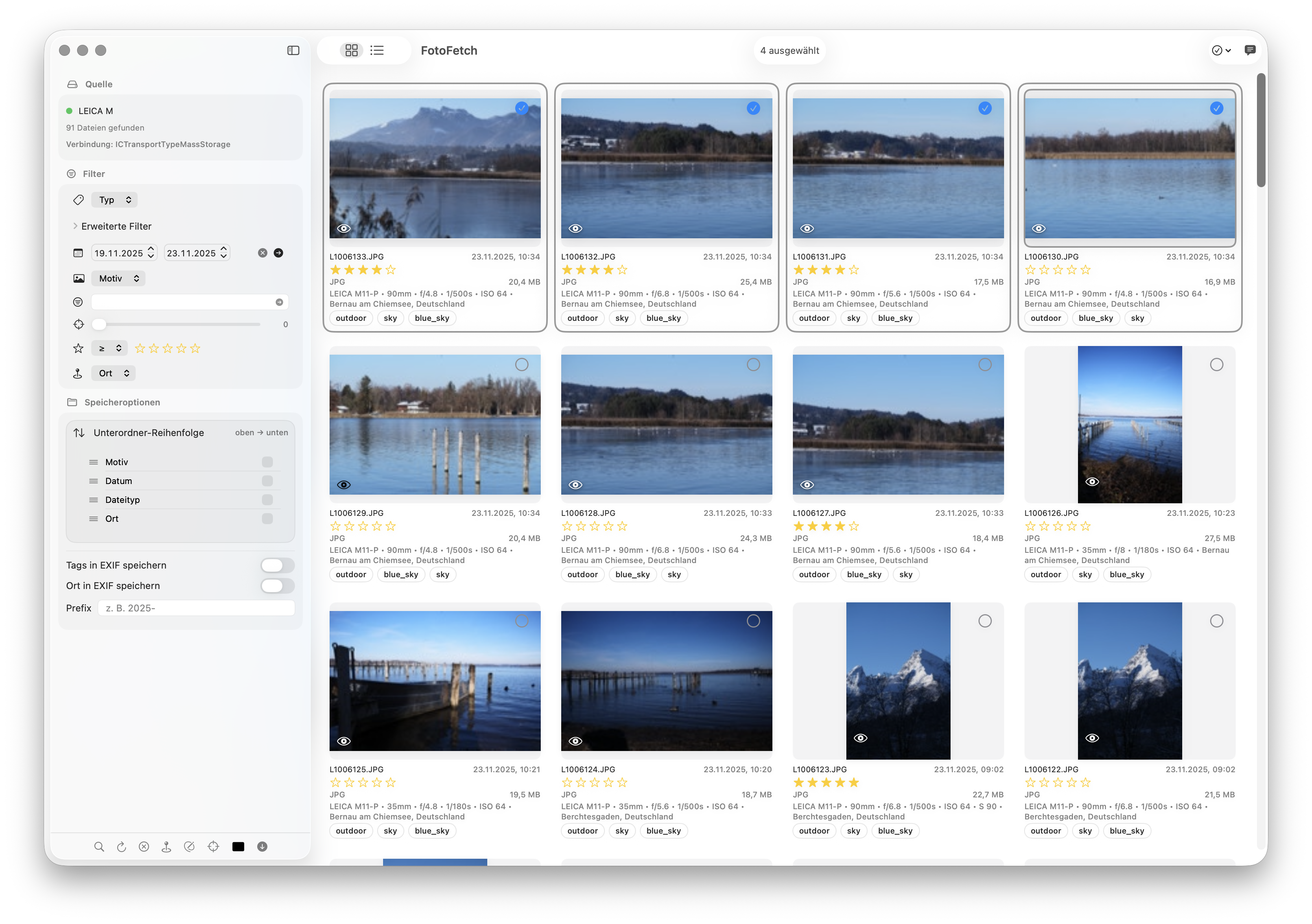 Screenshot: FotoFetch Übersicht